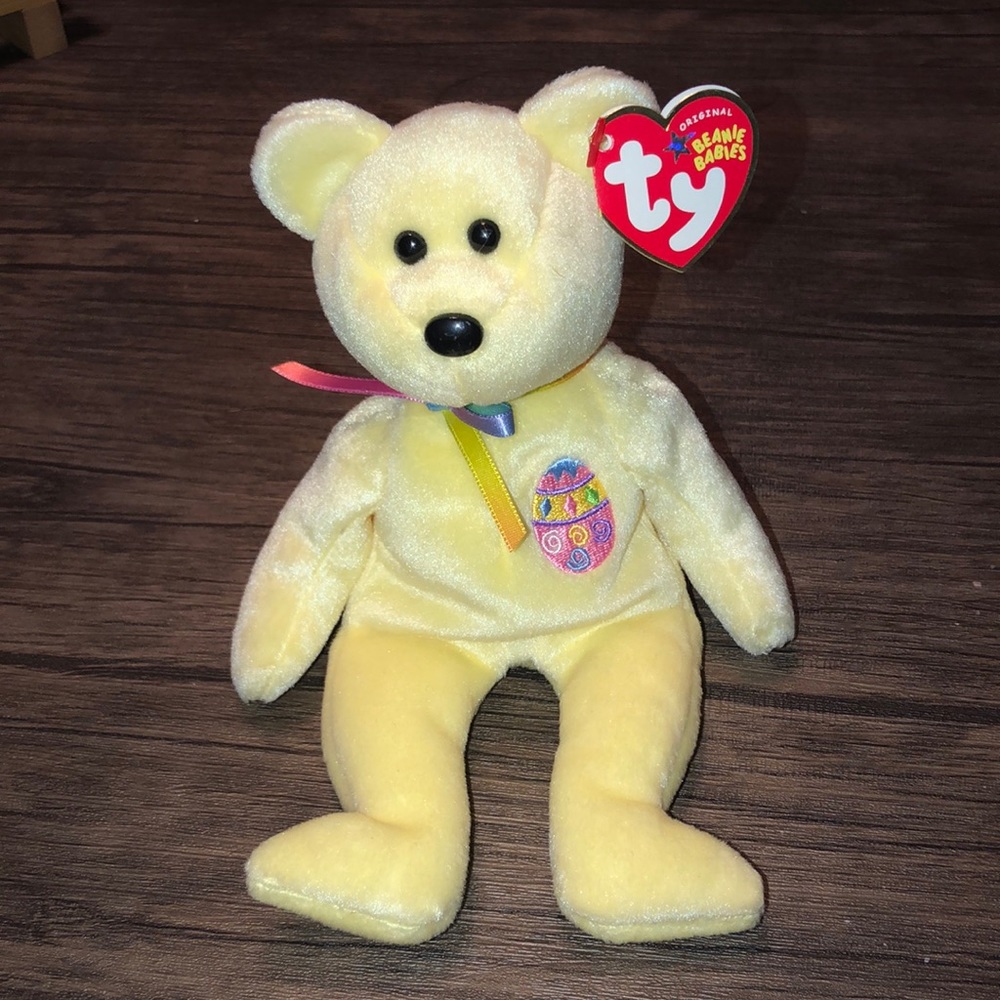 Ty Beanie Baby Babies - Eggs 2005 the Yellow Easter Bear- Retired Plush Teddy